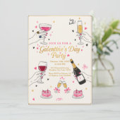Hé schat Galentines-feest wijn cake Kaart (Staand voorkant)