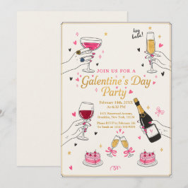 Hé schat Galentines-feest wijn cake Kaart