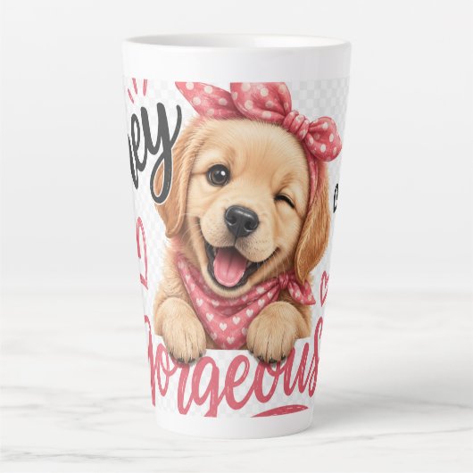 Hé Schattig Hond Design Latte Mok (Voorkant)