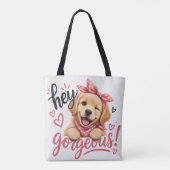 Hé Schattig Hond Design Tote Bag (Achterkant)