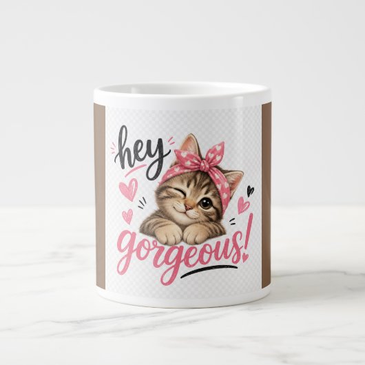 Hé Schattig Kat Design Grote Koffiekop (Voorkant)