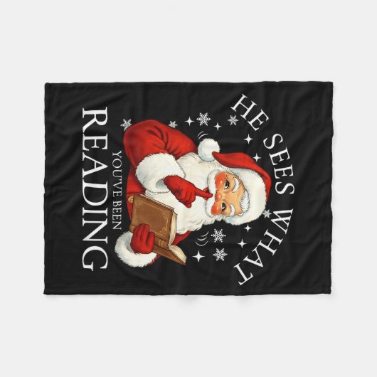 He Sees What You've Been Reading Funny Bookish Chr Fleece Deken (Voorkant (Horizontaal))