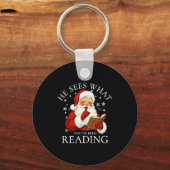 He Sees What You've Been Reading Funny Bookish Chr Sleutelhanger (Voorkant)