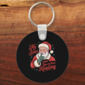 He Sees What You've Been Reading, Retro Santa Chri Sleutelhanger (Voorkant)