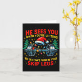 He Sees You Lifting Funny Skip Legs Christmas Tee  Kaart (Gele Bloem)