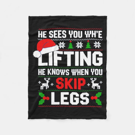 He Sees You Lifting Skip Legs Gym Enthusiasts Funn Fleece Deken (Voorkant)