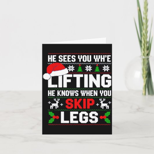 He Sees You Lifting Skip Legs Gym Enthusiasts Funn Kaart (Voorkant)