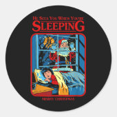 He Sees You When You're Sleeping Merry Christmas  Ronde Sticker (Voorkant)