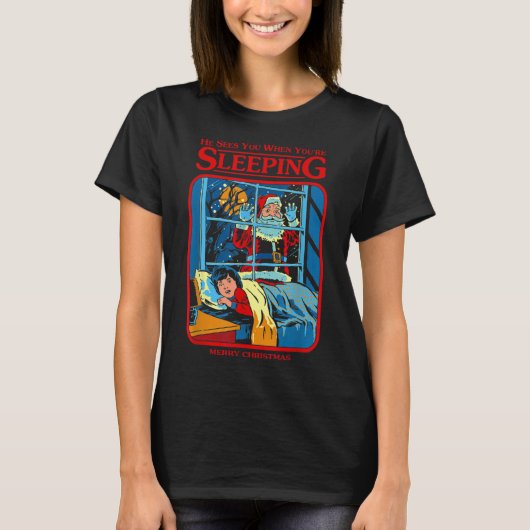 He Sees You When You're Sleeping Merry Christmas  T-shirt (Voorkant)