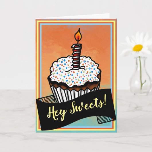 Hé Sweets, Verjaardag Cupcake Kaart (Kleine Plant)
