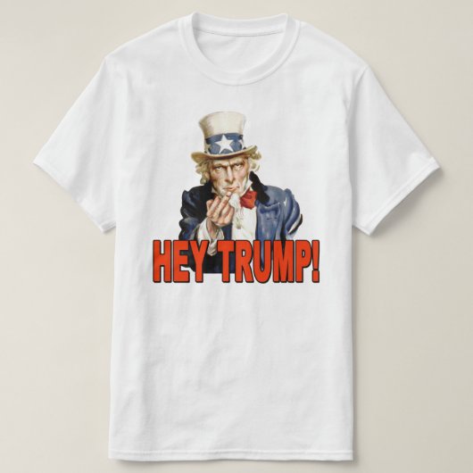 Hé Trump! Oom Sam met Middle Finger Anti Trump T-shirt (Design voorkant)