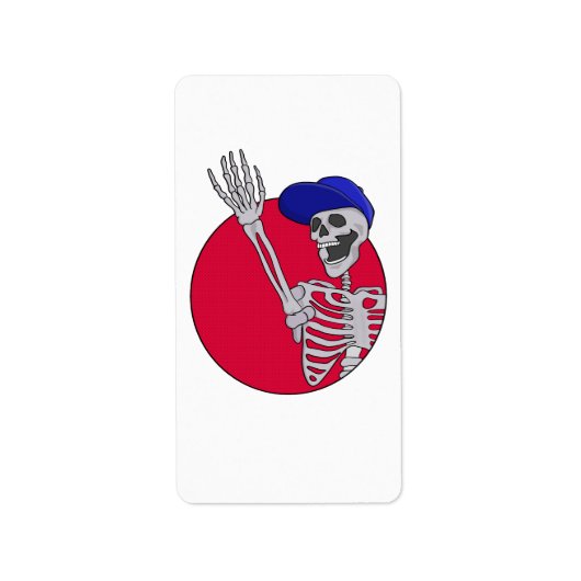Hé vrienden Cool en grappig skelet Etiket (Voorkant)