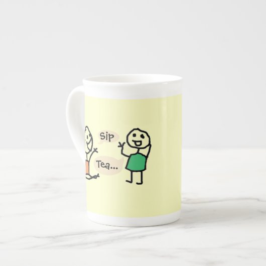 He Wanna Sip Tea Bone China Cups van RoseWrites Porselein Kop (Links)
