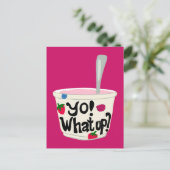 Hé! Wat is er? Cute Greek Yogurt Cup Blank Briefkaart (Staand voorkant)