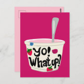 Hé! Wat is er? Cute Greek Yogurt Cup Blank Briefkaart (Voorkant / Achterkant)