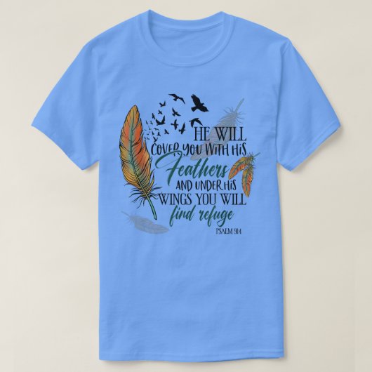 He Will Cover You With His Feathers Retro Christia T-shirt (Design voorkant)