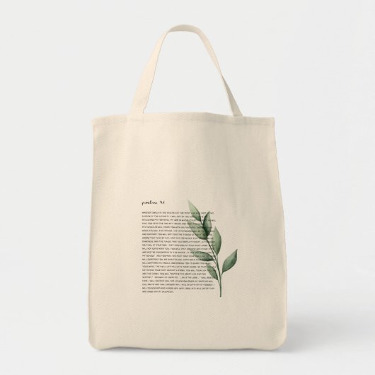 He Will Guard You Psalm 91 Grocery Bag Tote Bag (Voorkant)