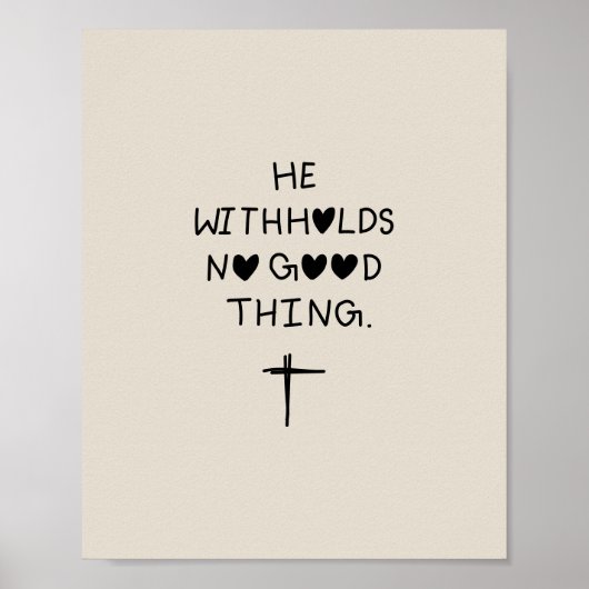 He withholds no good things poster (Voorkant)
