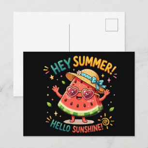 Hé Zomer Hallo Zonneschijn Watermeloen Briefkaart