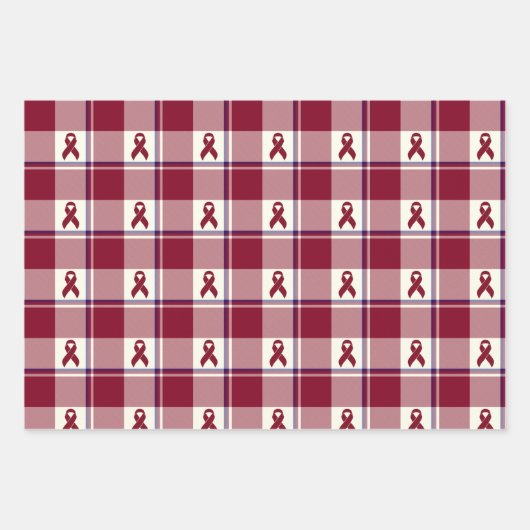 Head and Neck Cancer Awareness Plaid Burgundy Inpakpapier Vel (Voorkant 2)