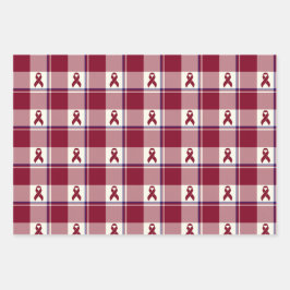 Head and Neck Cancer Awareness Plaid Burgundy Inpakpapier Vel