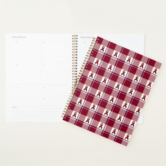 Head and Neck Cancer Awareness Plaid Burgundy Planner (Display)
