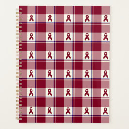 Head and Neck Cancer Awareness Plaid Burgundy Planner