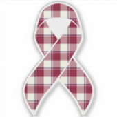 Head and Neck Cancer Awareness Plaid Burgundy Sticker (Voorkant)