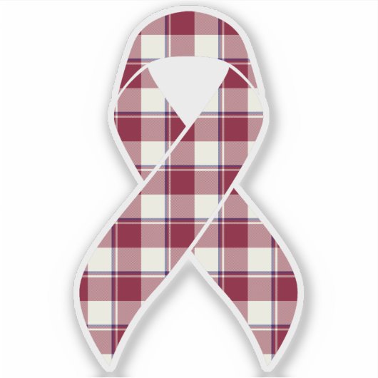 Head and Neck Cancer Awareness Plaid Burgundy Sticker (Voorkant)