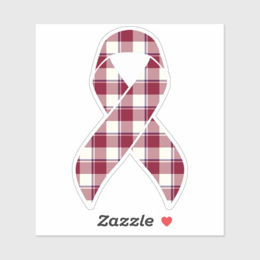 Head and Neck Cancer Awareness Plaid Burgundy Sticker (Vel)