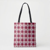 Head and Neck Cancer Awareness Plaid Burgundy Tote Bag (Voorkant)