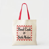 Head Cook en Bottle Washer Funny Gezegde Canvas ta Tote Bag (Voorkant)