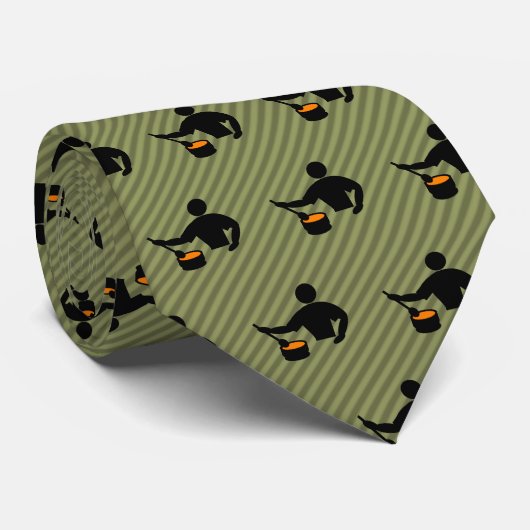 Head Cook - Novelty Cooking Guy Motif op Striped Stropdas (Opgerold)