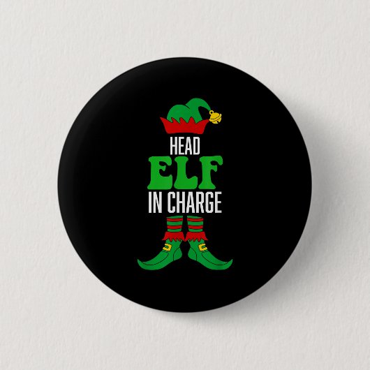 Head Elf In Charge  Ronde Button 5,7 Cm (Voorkant)