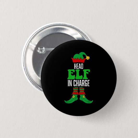 Head Elf In Charge  Ronde Button 5,7 Cm (Voorkant /achterkant)
