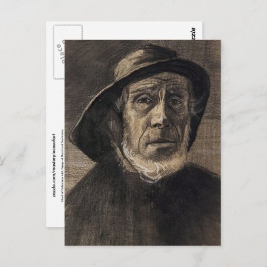 Head Fisherman, Beard Sou'wester, Vincent van Gogh Briefkaart (Voorkant / Achterkant)