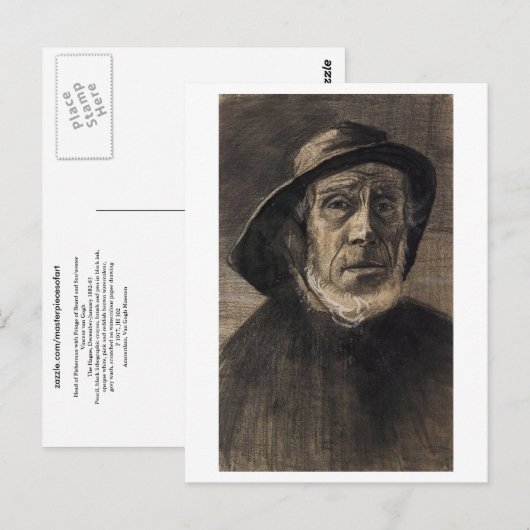 Head Fisherman, Beard Sou'wester, Vincent van Gogh Briefkaart (Voorkant / Achterkant)