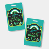 Head Garden Gnome Gardener Badge (Voor- en achterkant)