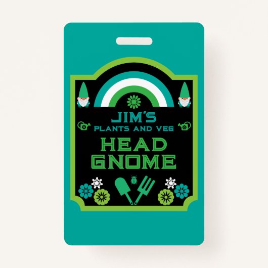 Head Garden Gnome Gardener Badge (Voorkant)