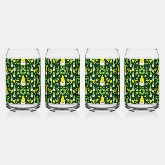 Head Garden Gnome Gardener Blikvorm Glas (Voorkant)