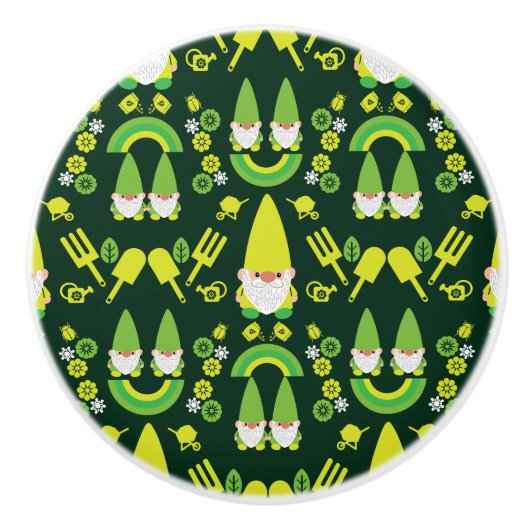 Head Garden Gnome Gardener Keramische Knop (Voorkant)