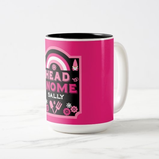 Head Garden Gnome Gardener Tweekleurige Koffiemok (Voorkant rechts)