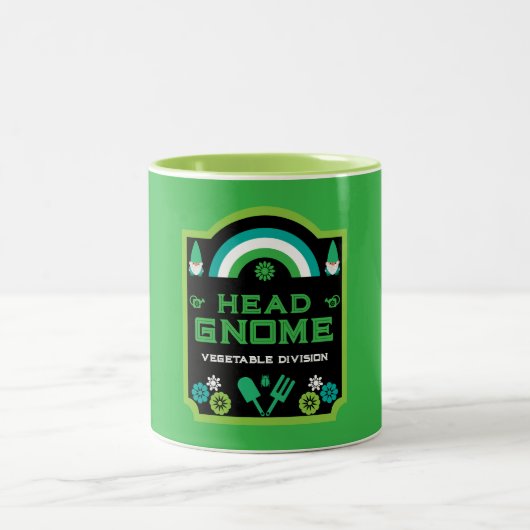 Head Garden Gnome Gardener Tweekleurige Koffiemok (Center)