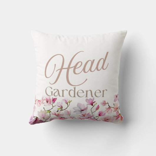Head Gardener Elegant Script Bloemen Kussen (Achterkant)