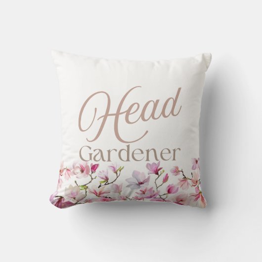 Head Gardener Elegant Script Bloemen Kussen (Voorkant)