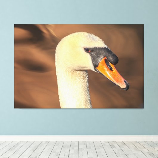 Head Mute Swan Portrait Canvas Afdruk (Insitu (Houten vloer))
