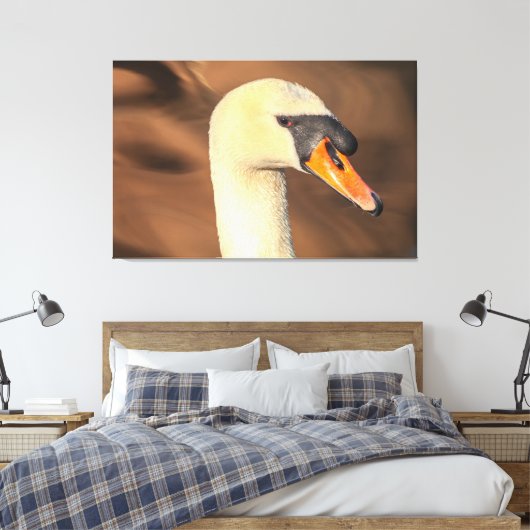 Head Mute Swan Portrait Canvas Afdruk (Insitu (Slaapkamer))