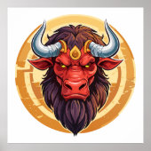 Head of a minotaur from greek mythology poster (Voorkant)