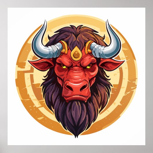 Head of a minotaur from greek mythology poster (Voorkant)