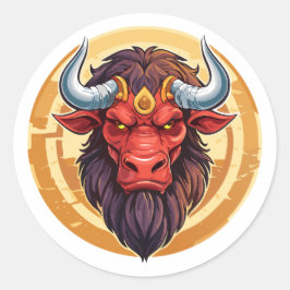 Head of a minotaur from greek mythology ronde sticker